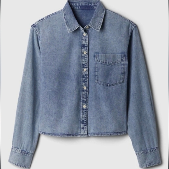Thread & Supply Tops - Thread and Supply Cropped Denim Shirt